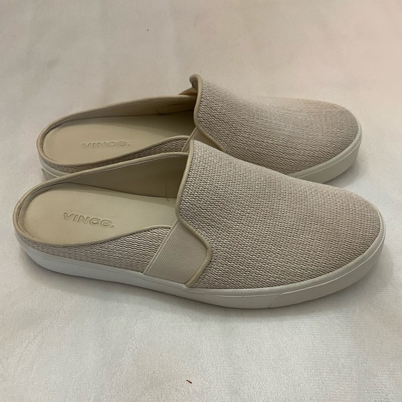Vince Blair Cream Knit Slip-On Sneakers Mules Minimalist Casual Chic us 7 - Picture 5 of 9